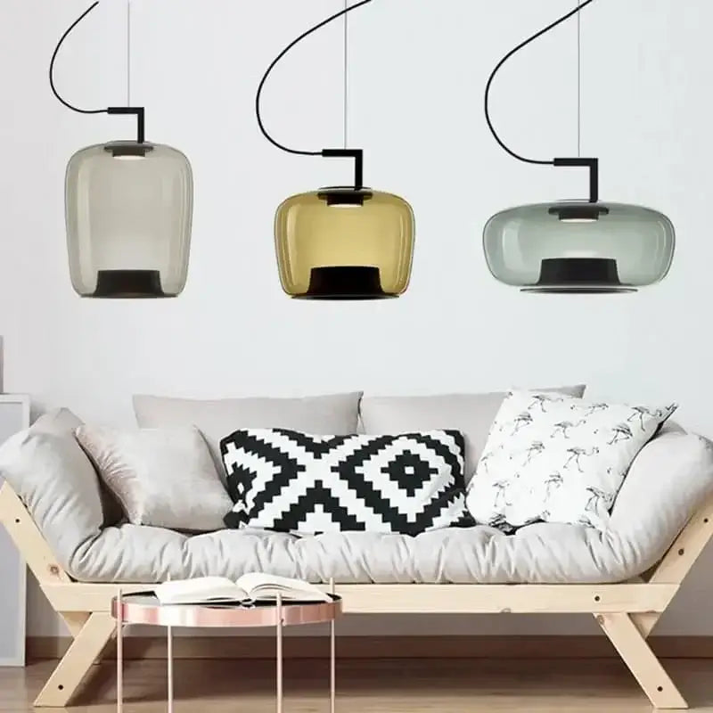 Danish Glass Pendant Light _ Sculptural Glow for Living