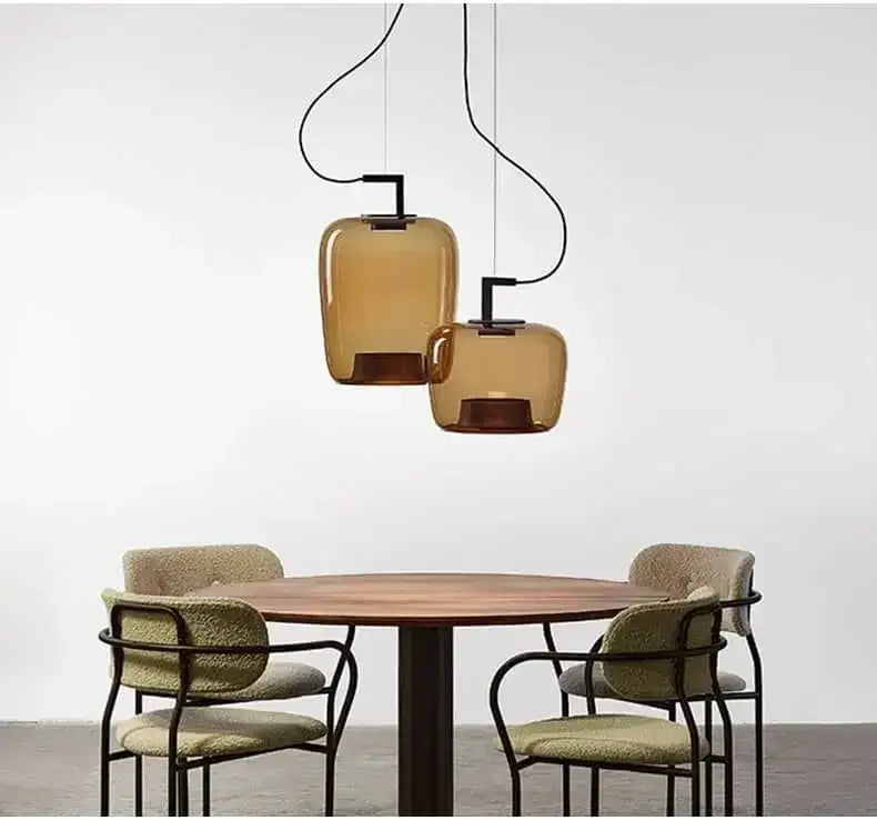 Danish Glass Pendant Light _ Sculptural Glow for Living