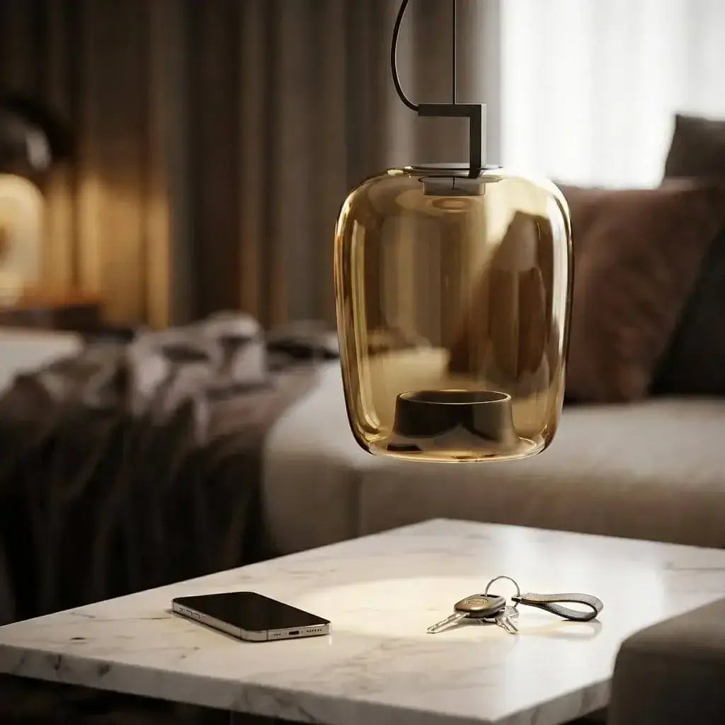 Danish Glass Pendant Light _ Sculptural Glow for Living