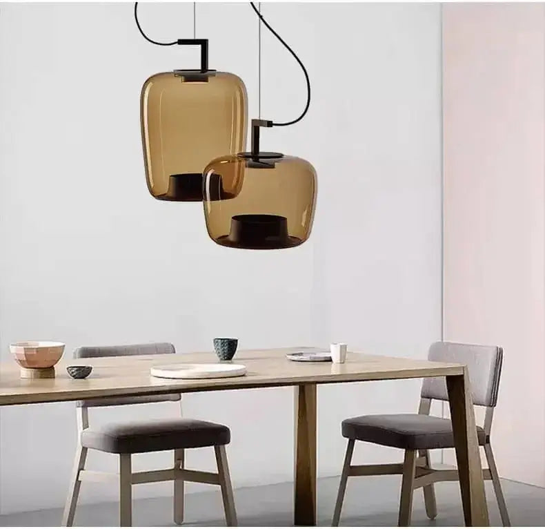 Danish Glass Pendant Light _ Sculptural Glow for Living
