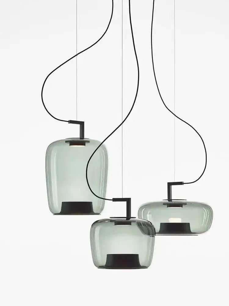 Danish Glass Pendant Light _ Sculptural Glow for Living