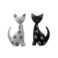 Wooden Cat Set Statue